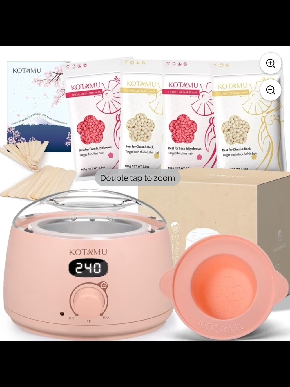 KOTAMU Pink Hair Removal Wax Warmer Kit With 4 Hard Wax Bead Bags Full Kit